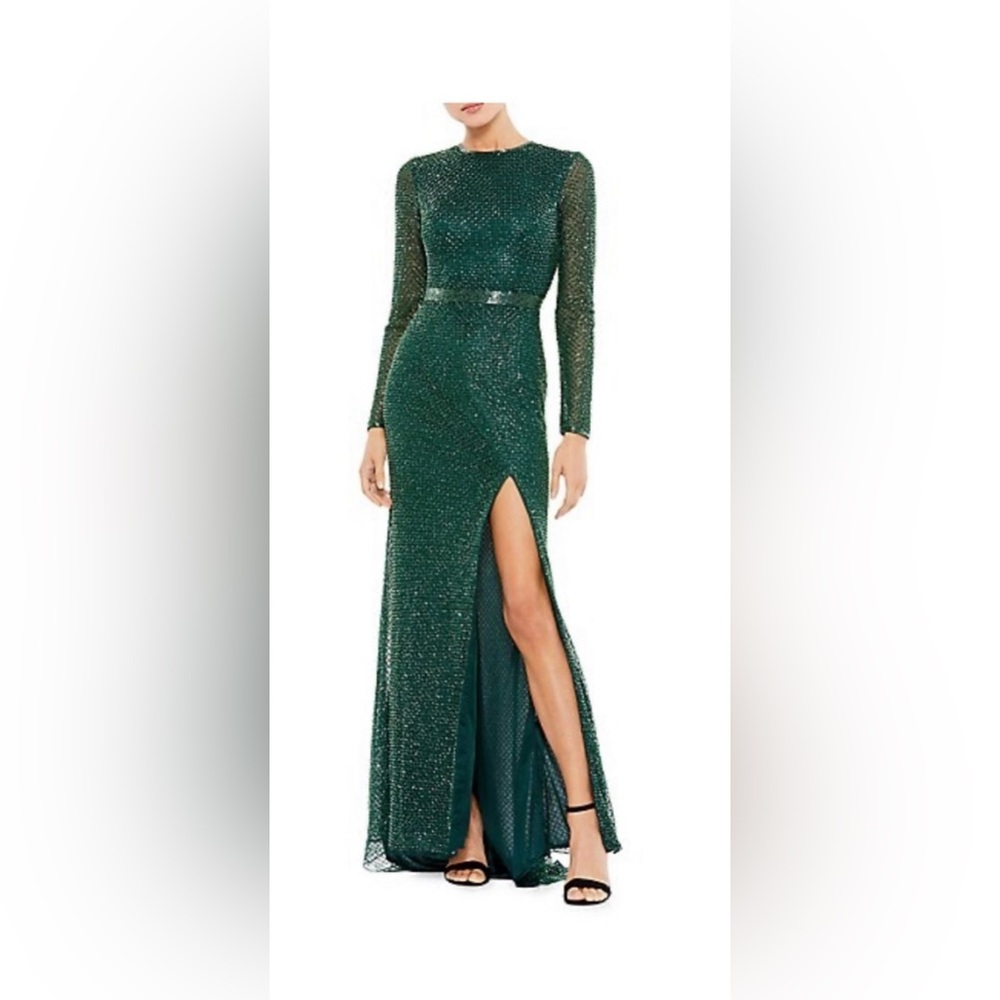 Mac Duggal Bead Embellished A-Line Gown